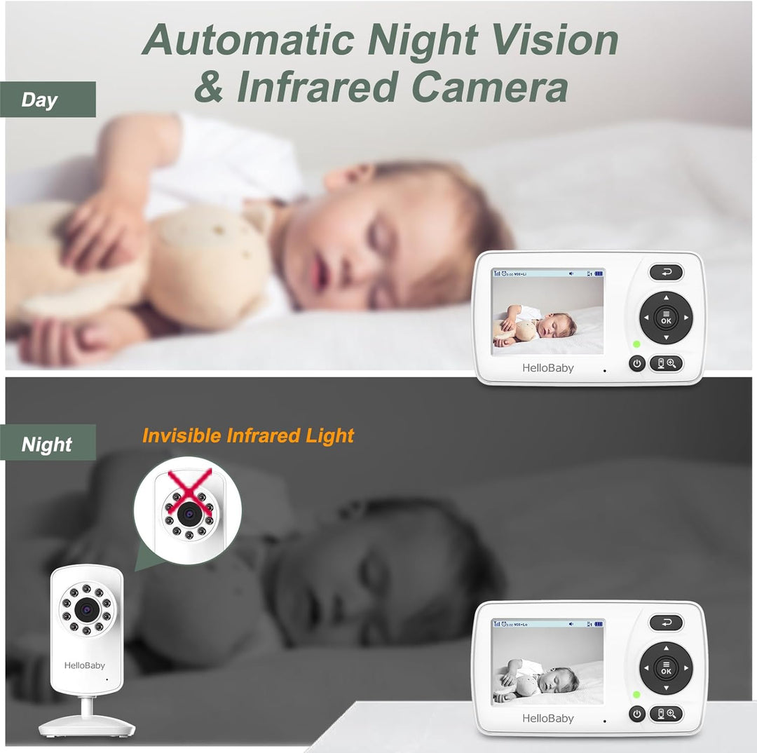 HelloBaby HB30 Monitor de bebé de video con cámara digital y audio,...