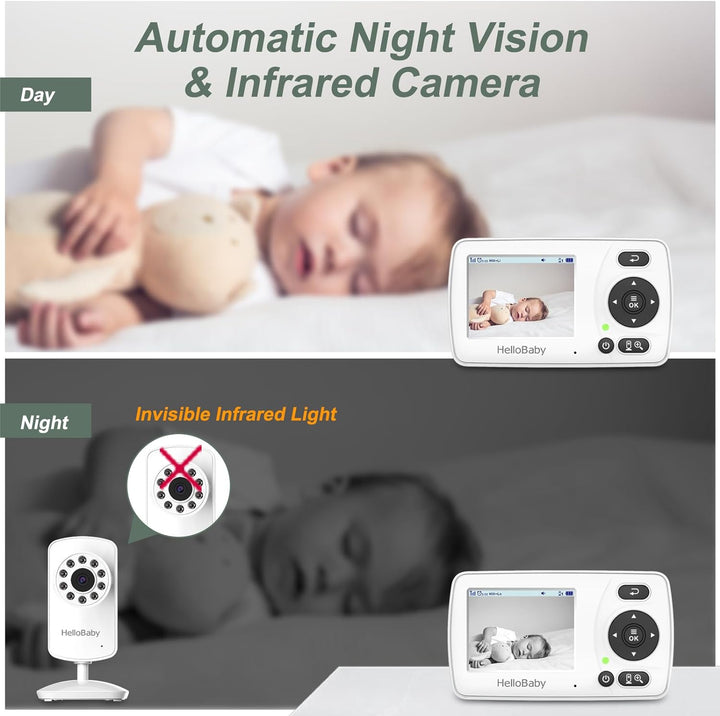 HelloBaby HB30 Monitor de bebé de video con cámara digital y audio,...