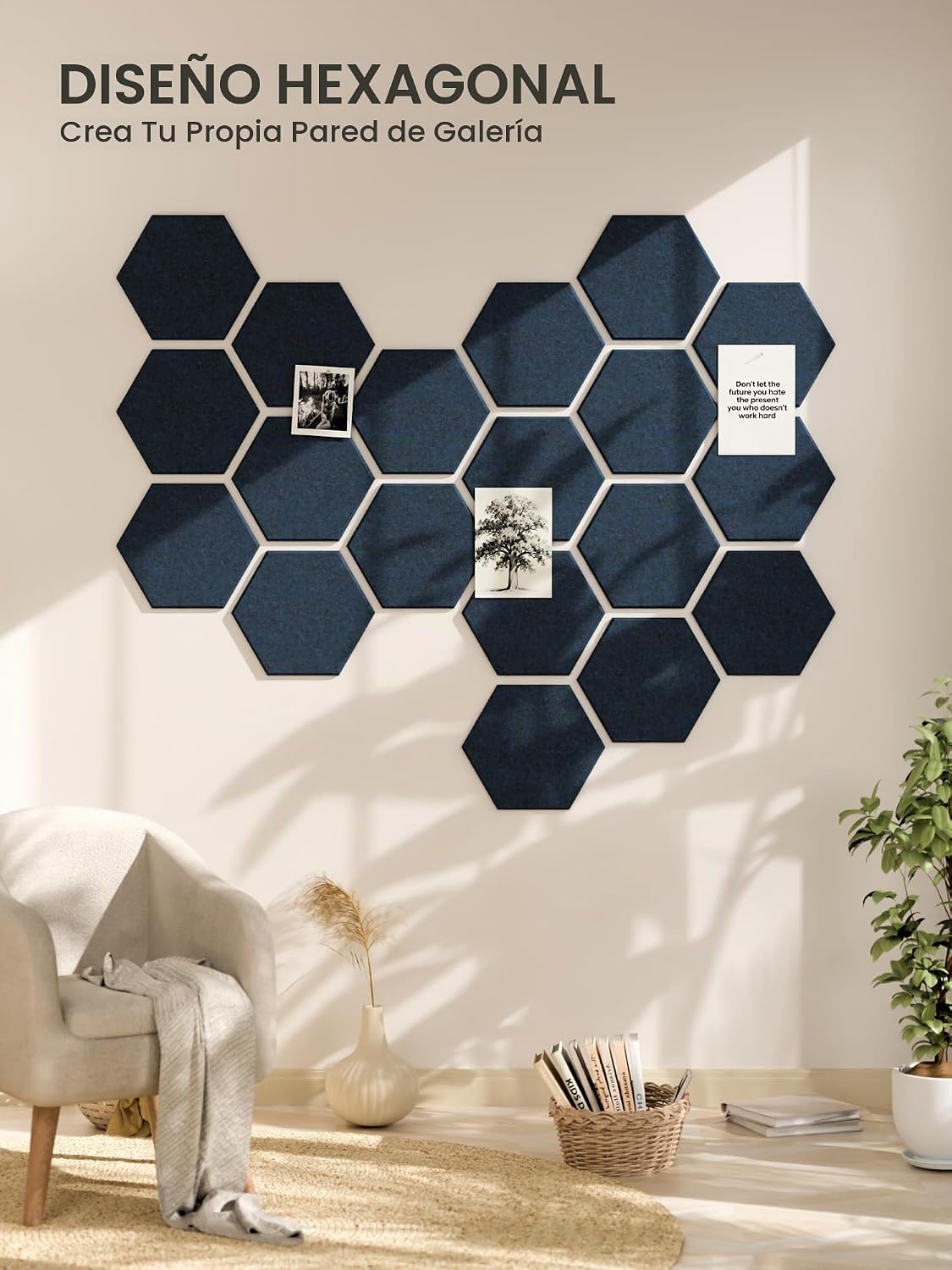 Paquete de 12 azulejos hexagonales de fieltro para tablón de