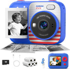 Cámara de impresión instantánea para niños con 5 rollos de papel de impresión, cámara HD 1080P, cámara portátil recargable para selfies, regalos de cumpleaños de Navidad, juguetes para niños y niñas