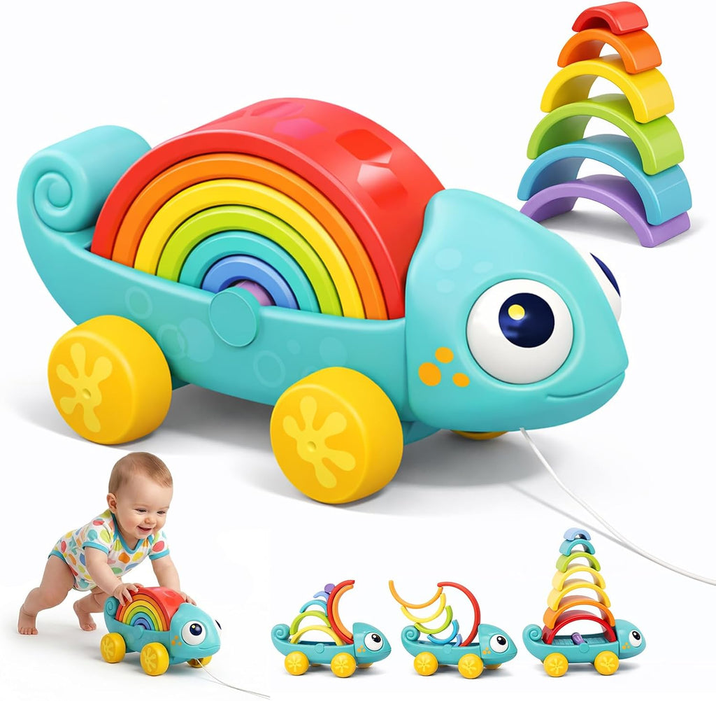 Montessori - Juguete apilable para niños pequeños de 18 a 36 meses, juguetes apilables Montessori 2 en 1, juguete de aprendizaje sensorial para autismo con 6 arcos de anidación, regalos de bebé