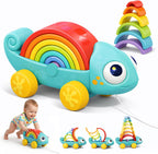 Montessori - Juguete apilable para niños pequeños de 18 a 36 meses, juguetes apilables Montessori 2 en 1, juguete de aprendizaje sensorial para autismo con 6 arcos de anidación, regalos de bebé