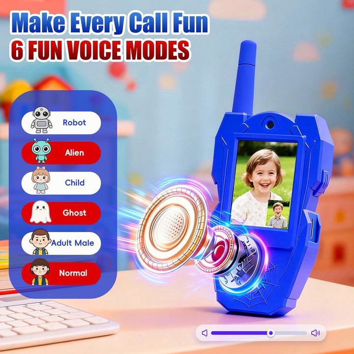 Walkie Talkies de video para niños, paquete de 2 walkie talkies rec...
