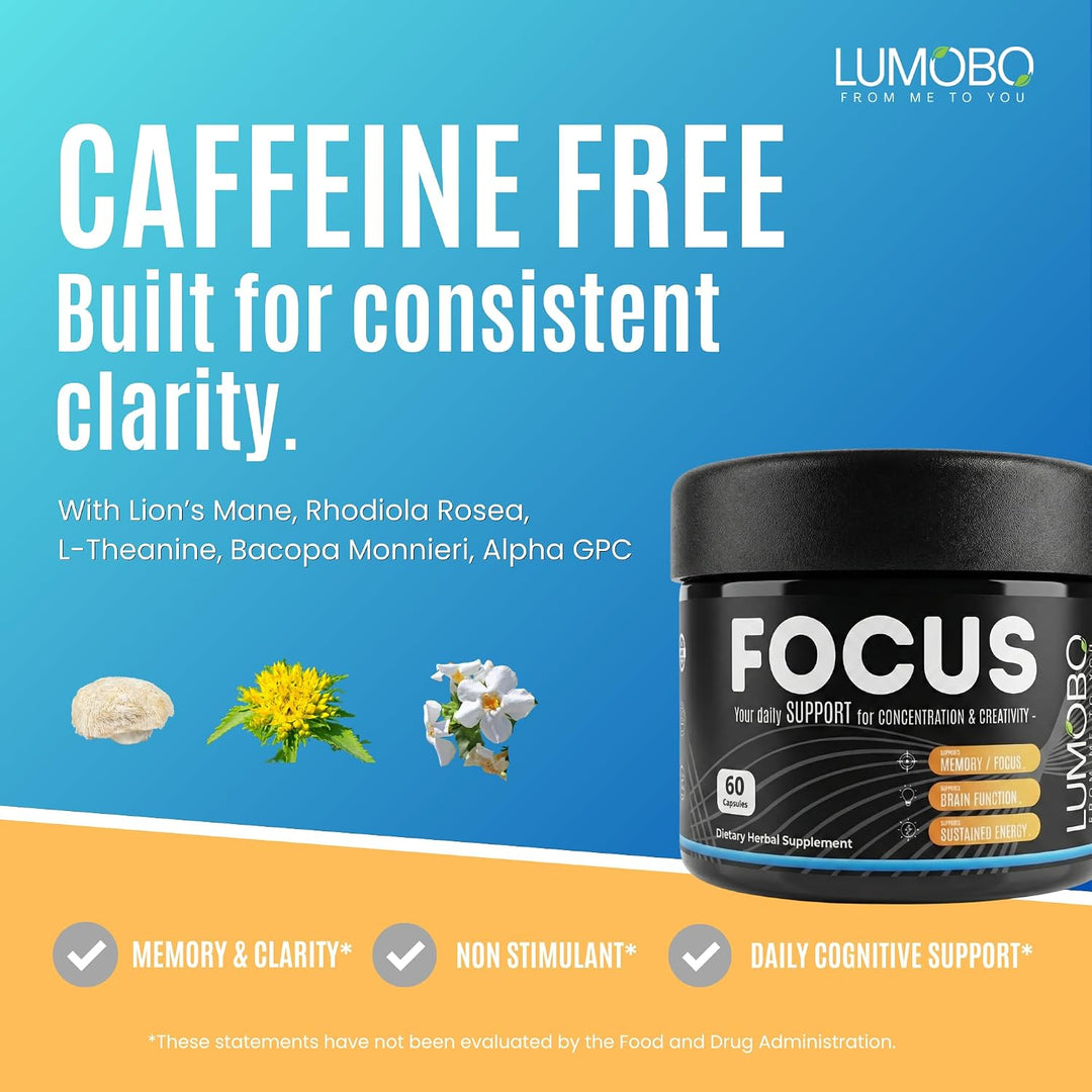 Lumobo Focus - Suplemento cerebral nootrópico sin cafeína - Memoria...