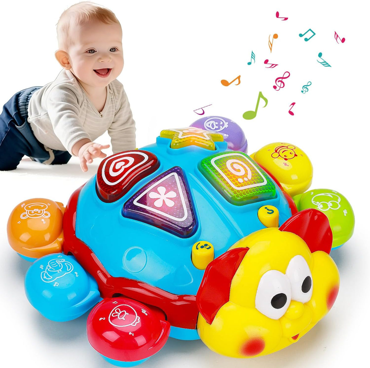 Juguete para gatear para bebés, juguete de aprendizaje musical iluminado