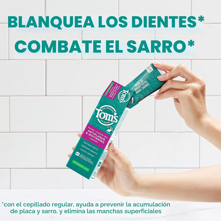 Tom's of Maine Pasta dental en gel natural, antiplaca y blanque...