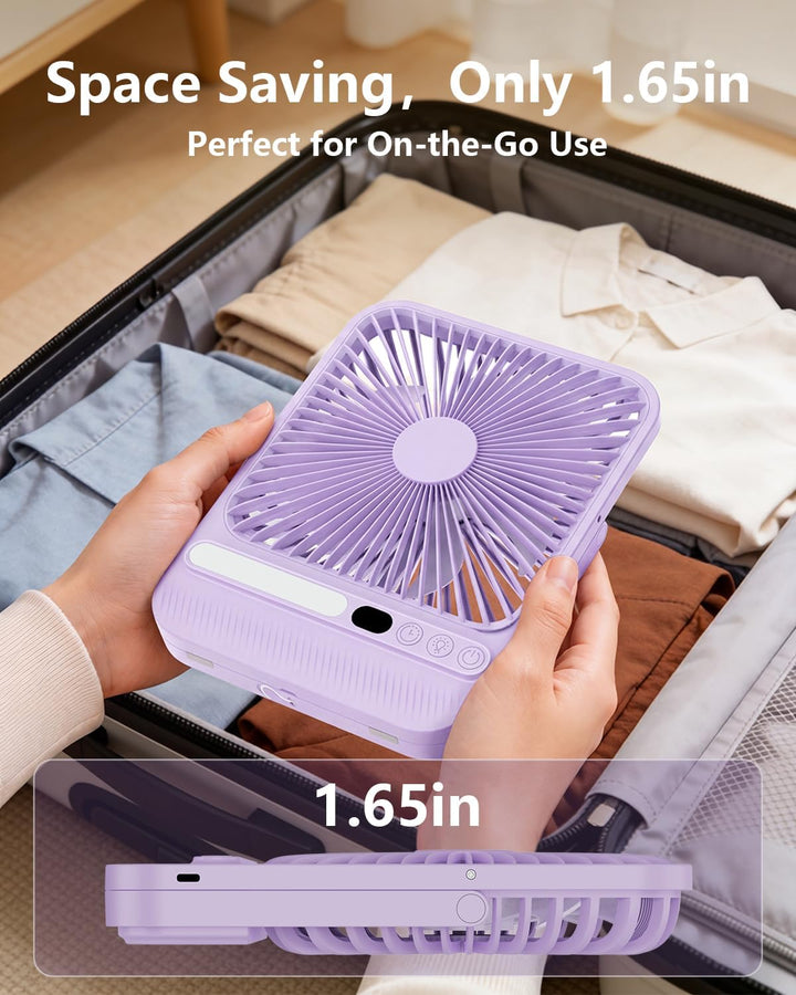 BIVBTP Ventilador de viaje portátil ultrafino de 8000 mAh con tempo...