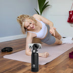 FJbottle Botella de agua aislada con soporte magnético para teléfono, frasco deportivo de acero inoxidable a prueba de fugas, función de trípode para gimnasio, entrenamiento, 32 onzas, color negro