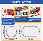 Juego de tren eléctrico para niños de 3 a 8 años, tren de juguete a pilas con luces y sonidos, 3 autos y 10 pistas para Navidad y juego durante todo el año