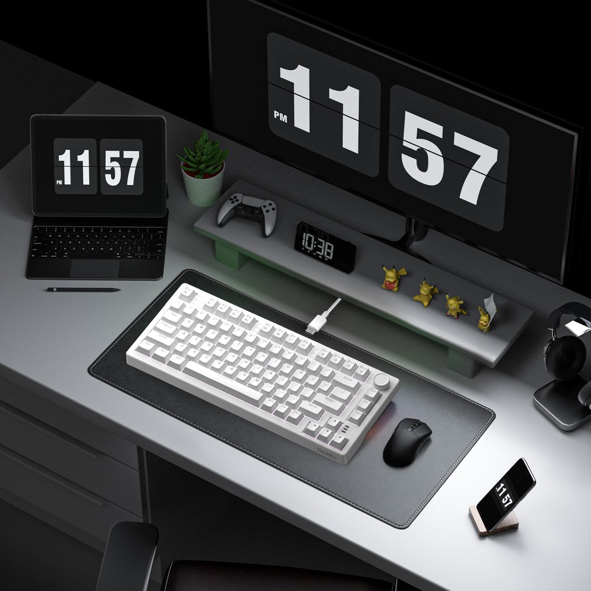 DAREU EK75 Teclado mecánico con cable, teclado 75% con perilla de v...