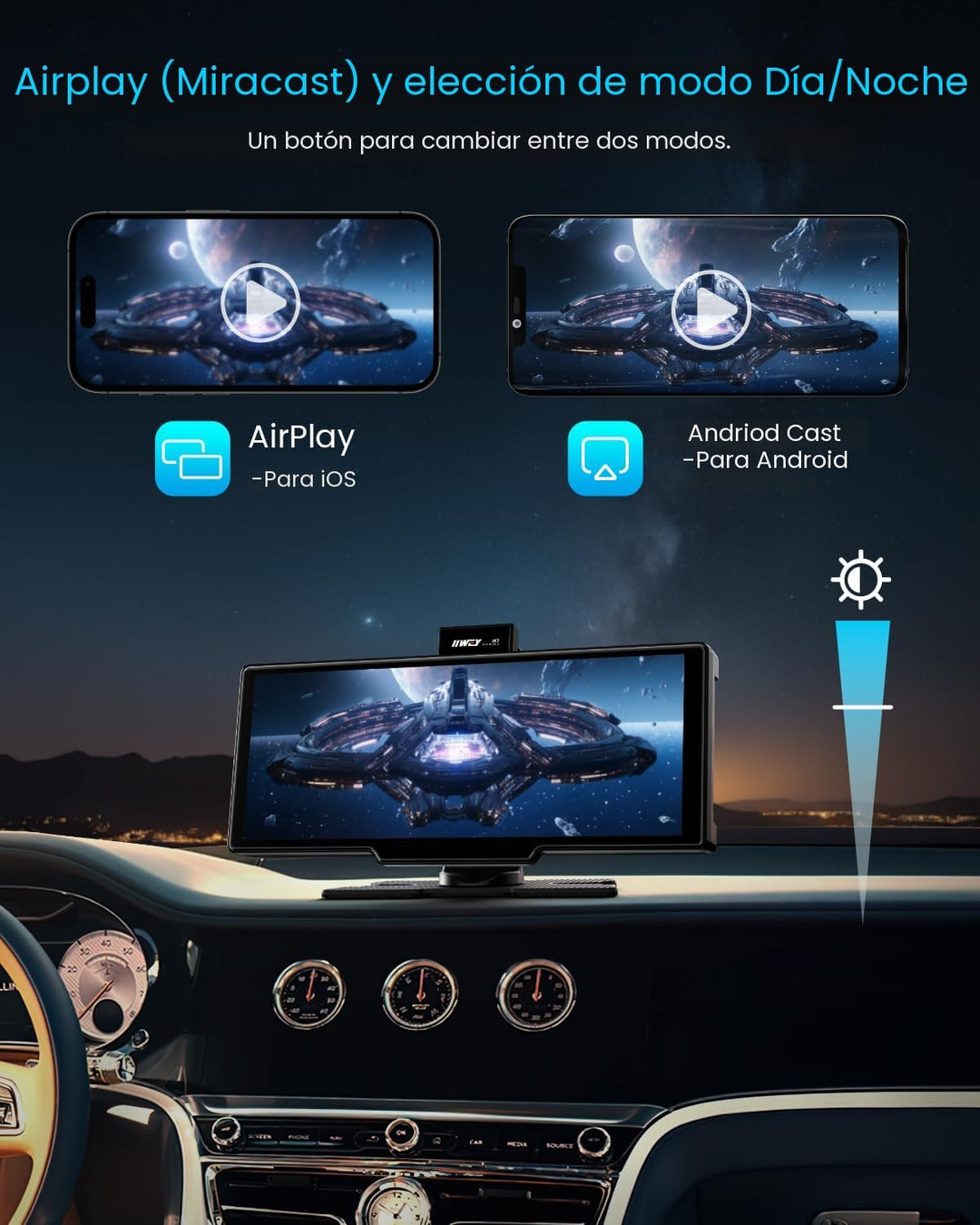 Pantalla portátil Apple Carplay estéreo de coche de 10