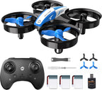 Holy Stone - Minidron para niños y principiantes, nanocuadricóptero con control remoto para interiores, helicóptero con sobrevuelo automático, giro 3D, modo desatendido, 3 pilas, color azul