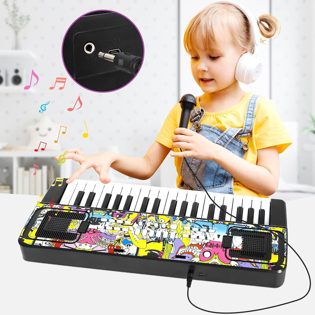 Teclado de piano para niños, piano para niños, teclados musicales de 37 teclas, pianos electrónicos con soporte para libro de música, juguetes musicales para niños pequeños, principiantes