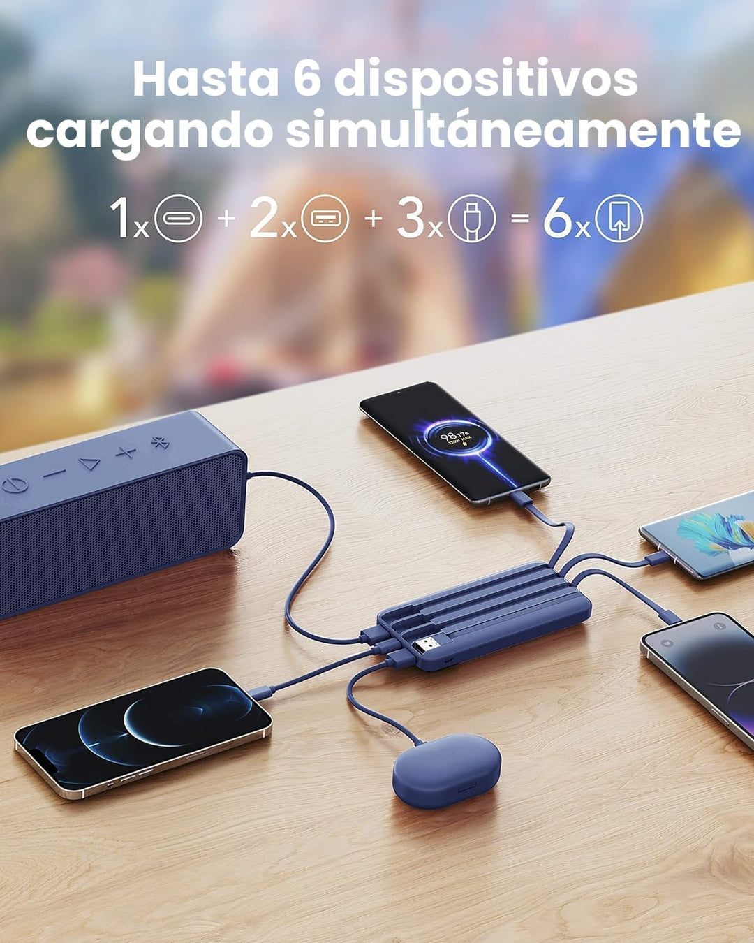 Charmast Cargador portátil con cables incorporados, banco de energí...