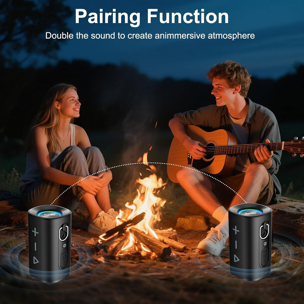 Hupoaf Altavoz Bluetooth, altavoz Bluetooth inalámbrico con graves profundos estéreo 3D de 30 W, llamada HD, luces RGB coloridas, tarjeta TF USB, emparejamiento TWS