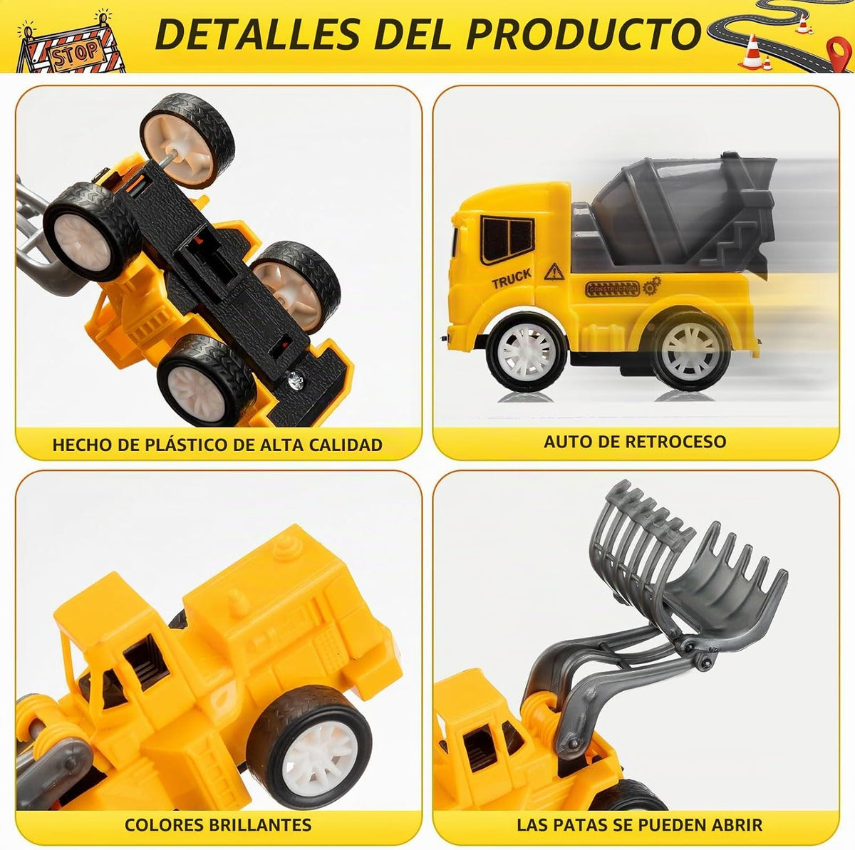 Libima 72 piezas de juguetes de construcción para recuerdos de fiesta de construcción, vehículos de lucha contra incendios, tractores, camiones militares, juguetes pequeños de arena, juguete de excavadora para regalo de cumpleaños, 16 estilos (vehículos d