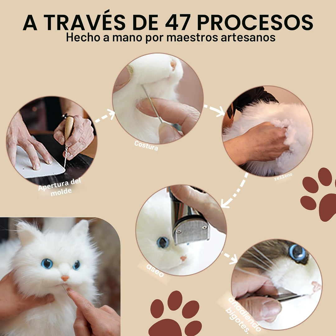 Chongker Animales de peluche hechos a mano con forma de gato realis...