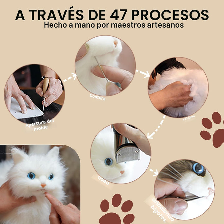 Chongker Animales de peluche hechos a mano con forma de gato realis...