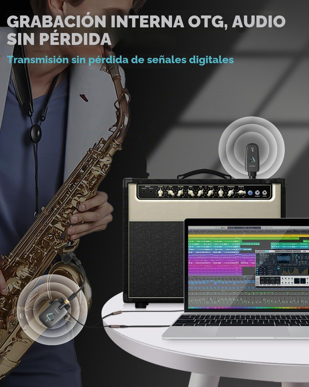 STRICH UHF - Sistema de micrófono inalámbrico recargable con transm...