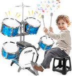 Juego de batería para niños de 5 piezas para niños pequeños de 3 a 5 años, juego de batería para niños pequeños de 5 a 7 años, juguetes de instrumentos musicales, juguetes de percusión, cumpleaños para niños de 3, 4, 5, 6, 7, 8 años, niños y niñas