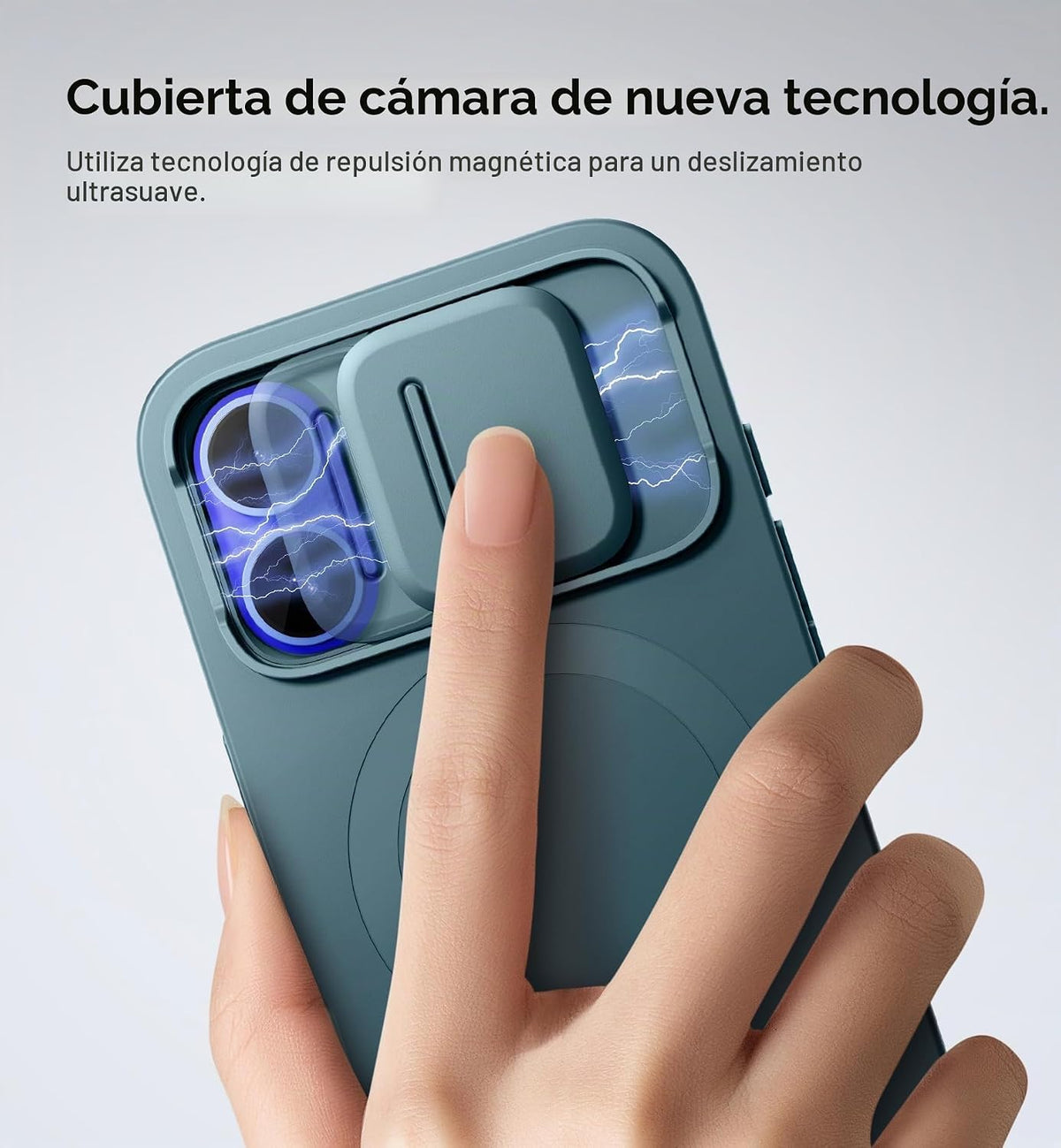 SURITCH Funda para iPhone 16 con cubierta magnética para cámara deslizante y soporte ajustable, compatible con MagSafe, funda protectora delgada a prueba de golpes de 6.1 pulgadas, verde lago