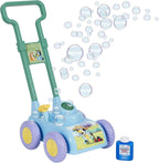 BLUEY - Cortacésped de burbujas para niños pequeños, máquina sopladora de burbujas con sonido para juguete de jardinería en interiores y exteriores, reproduce música bluey, cumpleaños, recuerdo de fiesta para niñas y niños en edad preescolar