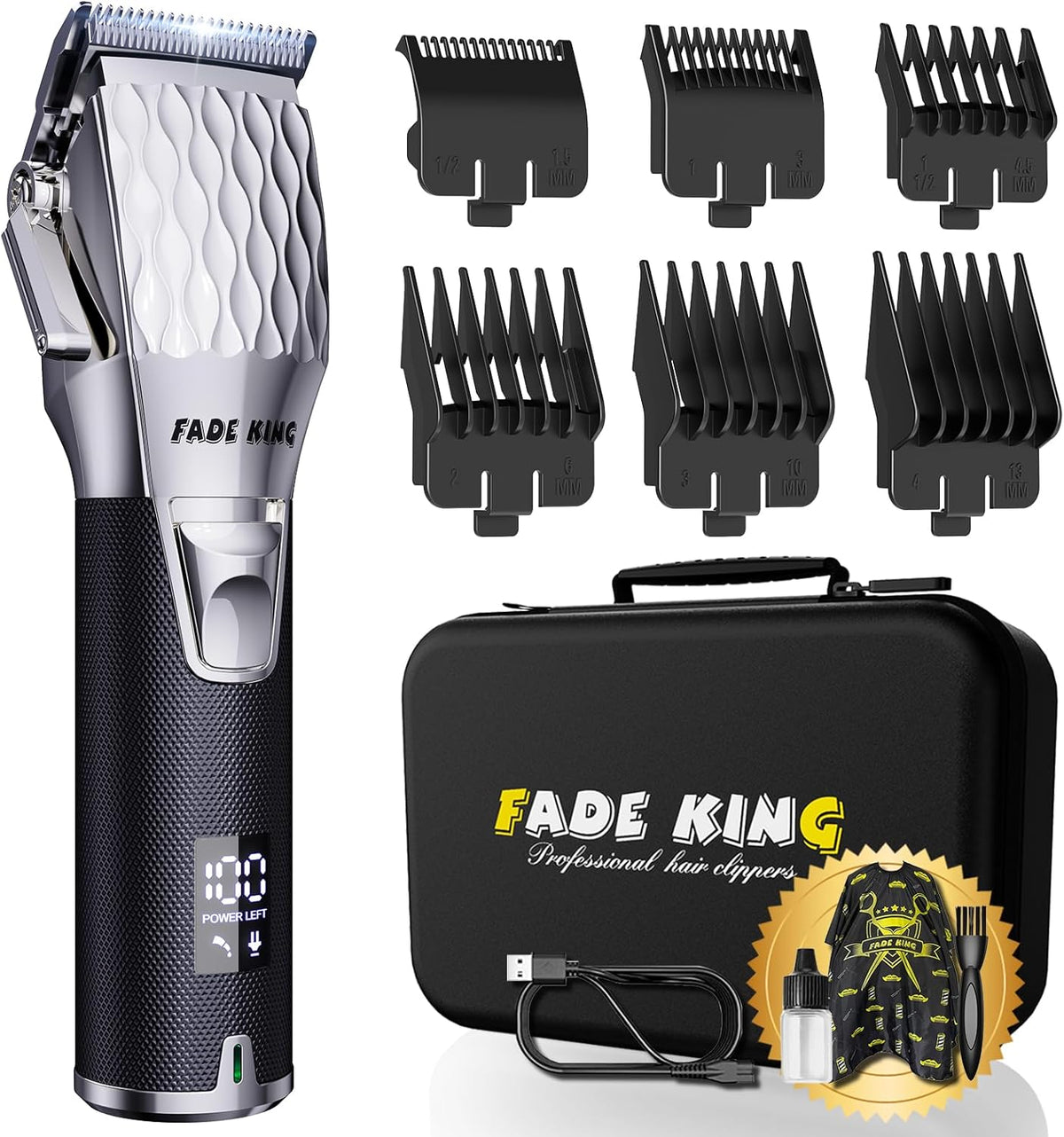 FADEKING Cortapelos profesional para hombres, cortapelos inalámbricos con pantalla LED