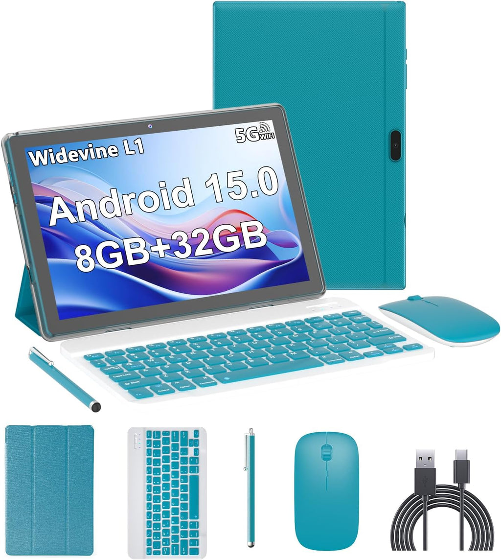Tablet Android 15, tabletas de 10 pulgadas, 8GB RAM+32GB ROM/2TB expandible, verde.