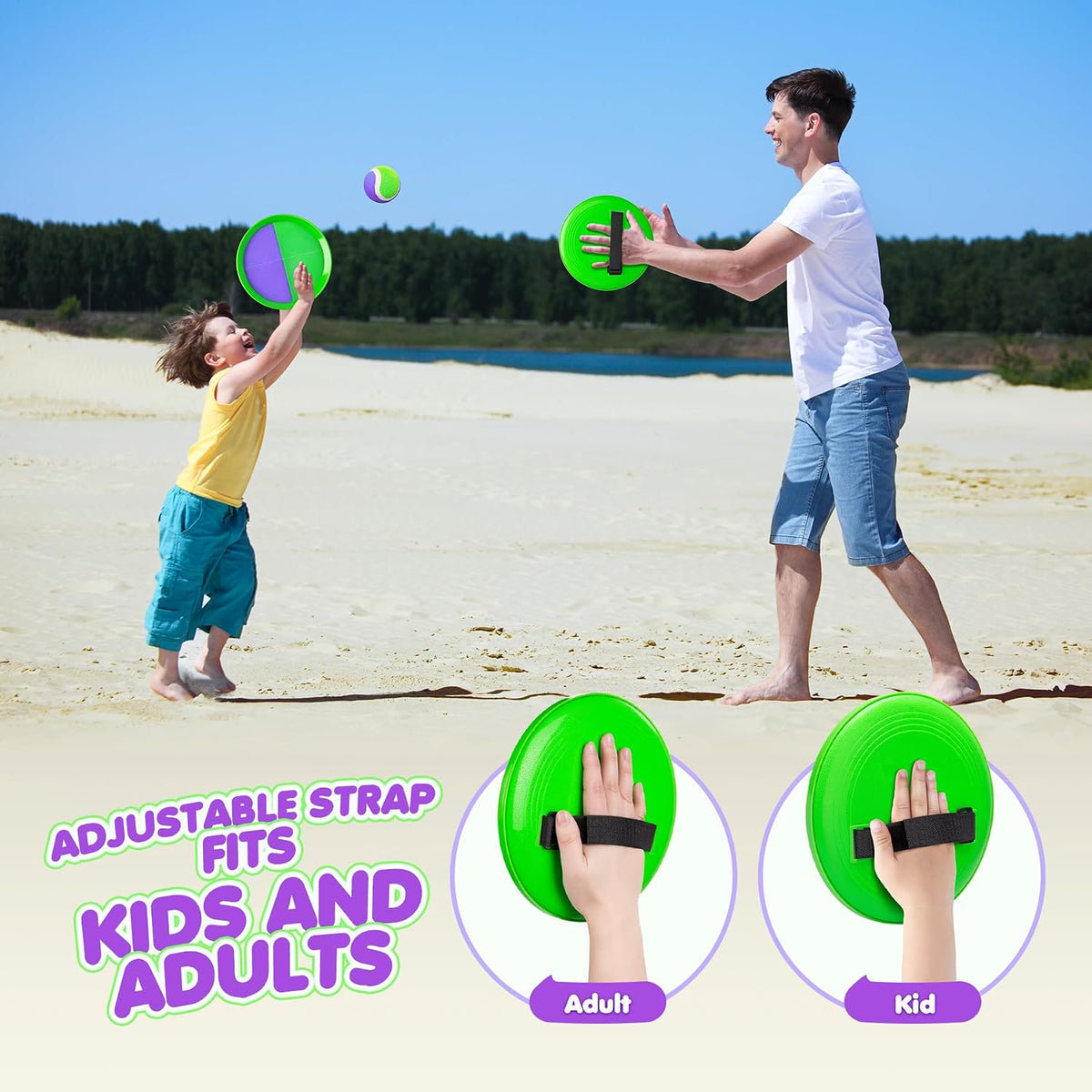 Juego de pelotas para lanzar y atrapar mejoradas – Juguetes de playa al aire libre Juegos de béisbol – Resistente y resistente al agua para el patio de la piscina – Regalo clásico para niños