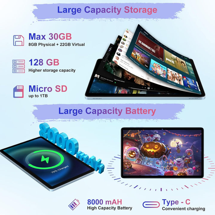 Tableta Android 15 30GB+128GB+1TB Expandible, 2026 Tabletas electró...