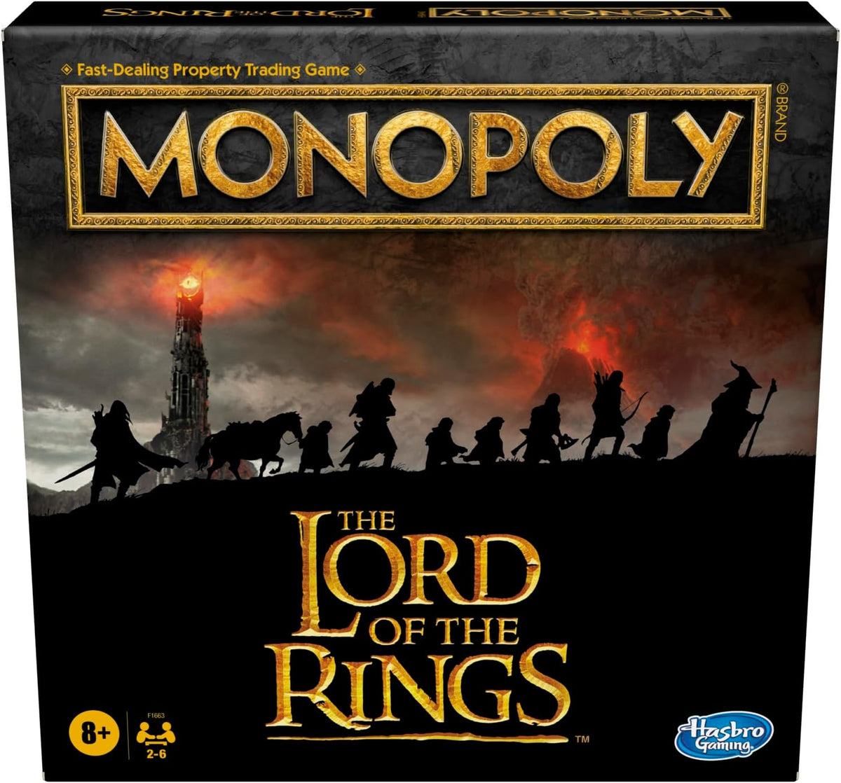 Juego de mesa Hasbro Gaming Monopoly: The Lord of The Rings Edition inspirado en la trilogía de la película, juega como miembro de The Fellowship, a partir de 8 años (exclusivo de Amazon)