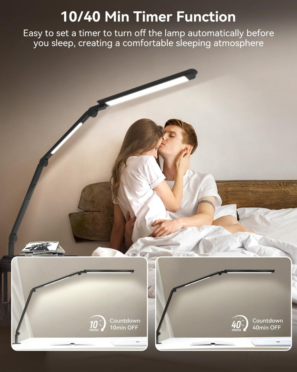 Lámpara Lámpara de escritorio LED con abrazadera, lámpara de escritorio de arquitecto con control remoto, luz de escritorio de brazo oscilante flexible con luz LED dual, atenuación continua, 5 modos de color