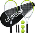 Juego de raquetas de tenis para adultos, 2 raquetas preencordadas de 27 pulgadas, 2 cintas de agarre, 3 pelotas de tenis, 1 bolsa de transporte, perfecto para principiantes y entrenamiento de