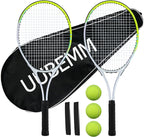 Juego de raquetas de tenis para adultos, 2 raquetas preencordadas de 27 pulgadas, 2 cintas de agarre, 3 pelotas de tenis, 1 bolsa de transporte, perfecto para principiantes y entrenamiento de