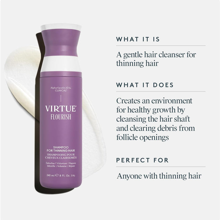 VIRTUE Flourish Champú sin sulfato para cabello fino, Producto para...