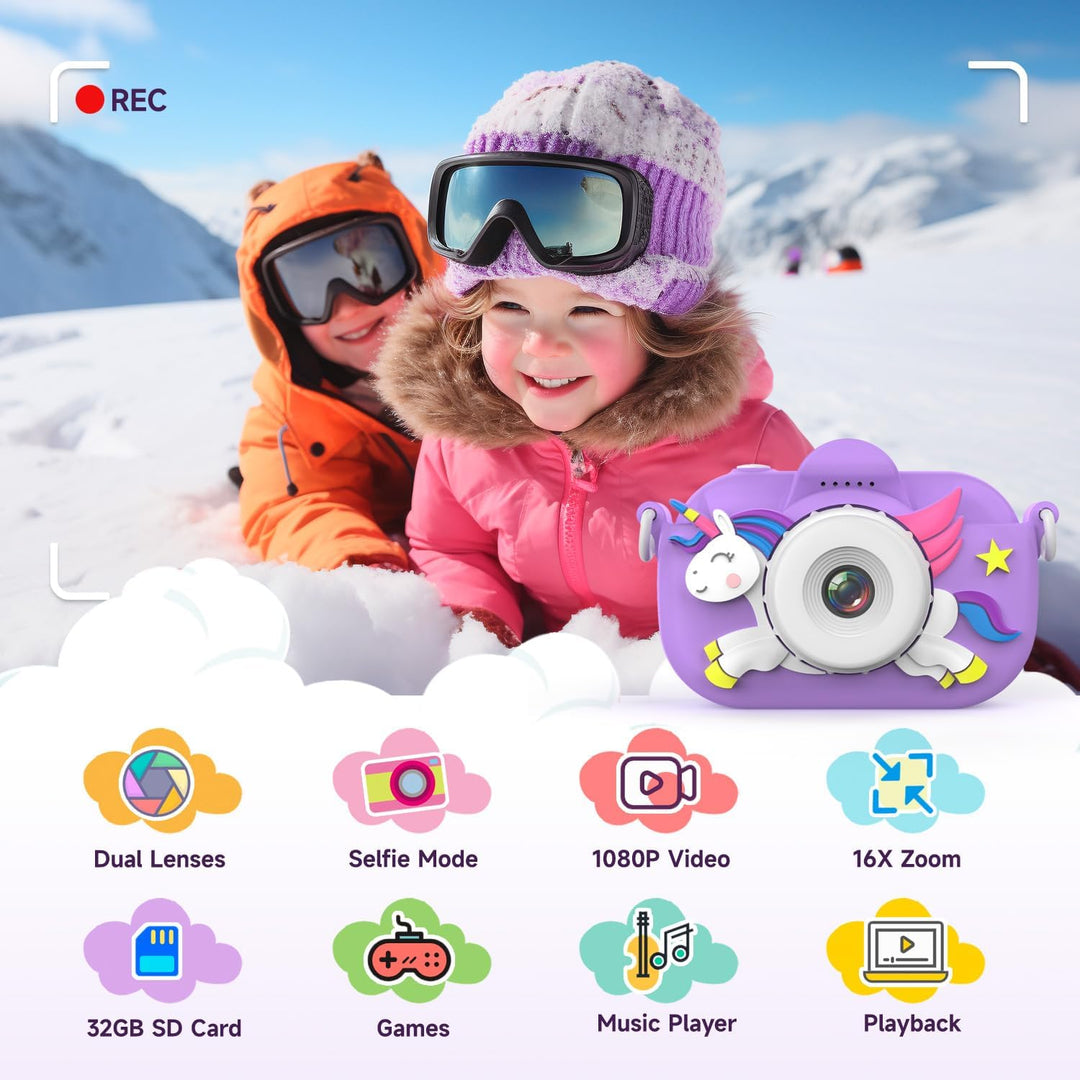 MAVOKIS Cámara digital para niños de 3 a 8 años, cámara 1080P para...