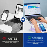 Soporte ergonómico 2 en 1 morado para teléfono portátil para escrit...