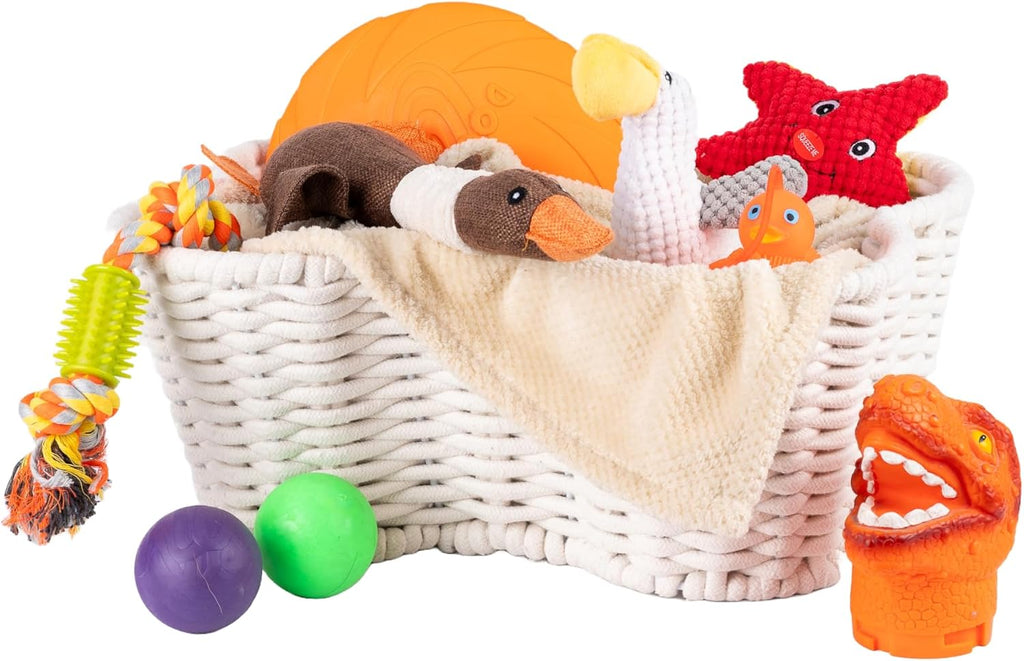 Cesta de juguetes para perros, cuerda de algodón en forma de