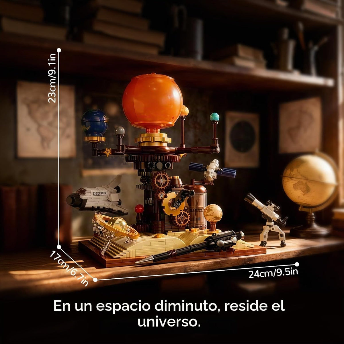 Juguete de bloques de construcción del sistema solar, planeta mecánico Tierra y Luna en órbita, juego de construcción de ciencia astronomía espacial STEM, regalo de cumpleaños educativo para niños de