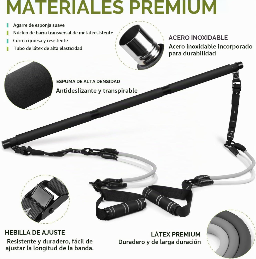 Kit de Barra de Pilates con Bandas de Resistencia, Equipo de Entrenamiento de Pilates para Mujeres