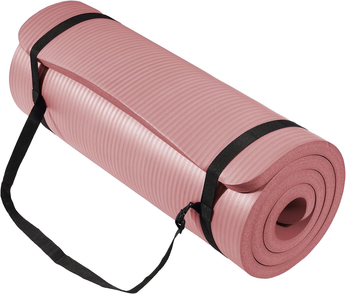BalanceFrom All Purpose 1-Inch Extra Thick High Density Anti-Tear Exercise Yoga Mat con Carrying Strap, Multiple Colors