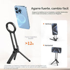 ULANZI MA30 - Soporte magnético de trípode para iPhone - Maglock de aluminio para teléfono inteligente, mini trípode de bolsillo, soporte para teléfono celular, imán fuerte, montaje rápido