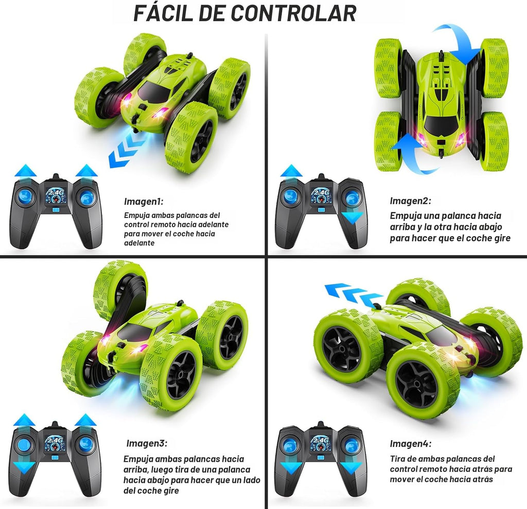 QUNREDA - Auto de control remoto para niños de 6 años en adelante, Verde