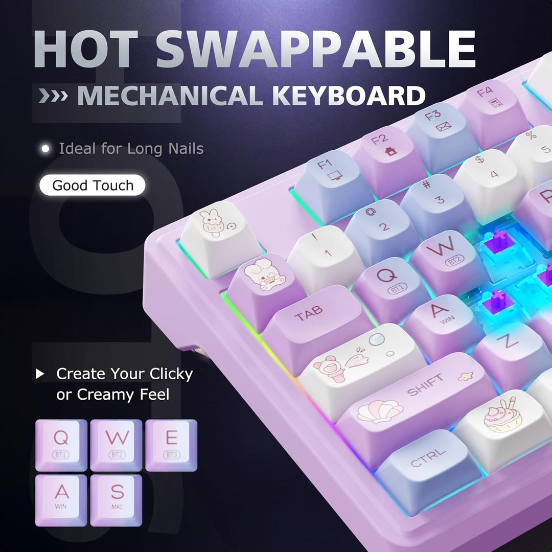 ROYALAXE F98 Teclado cremoso con teclado numérico, teclado mecánico...