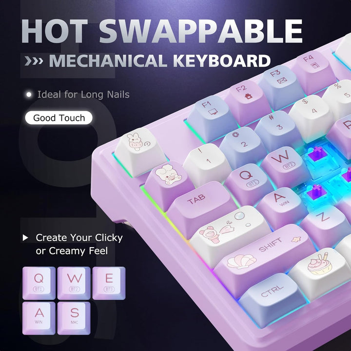 ROYALAXE F98 Teclado cremoso con teclado numérico, teclado mecánico...