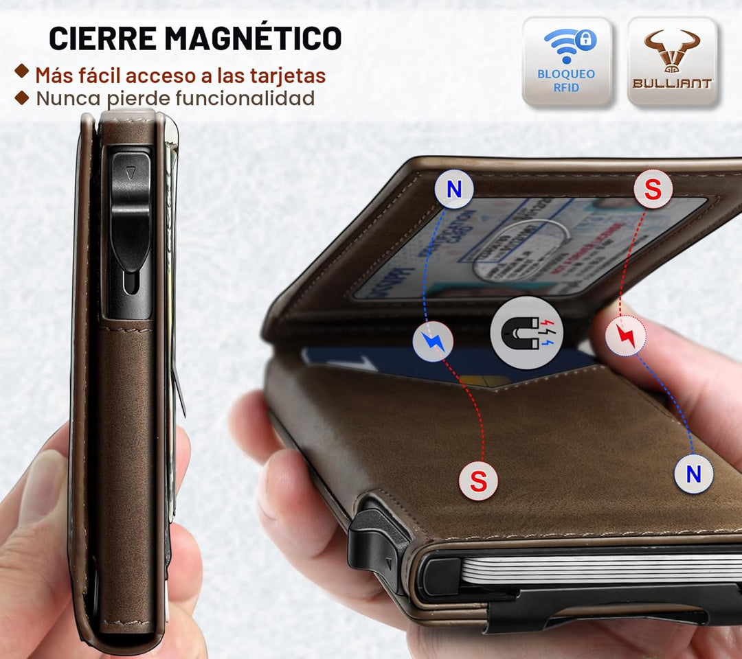 Cartera BULLIANT para hombre, cartera con clip de dinero delgada pa...