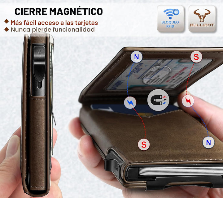Cartera BULLIANT para hombre, cartera con clip de dinero delgada pa...