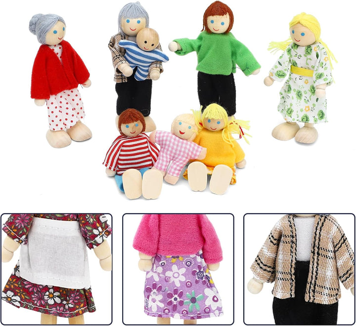 ONEST Juego de 23 piezas de casa de muñecas de madera, mini figuras...
