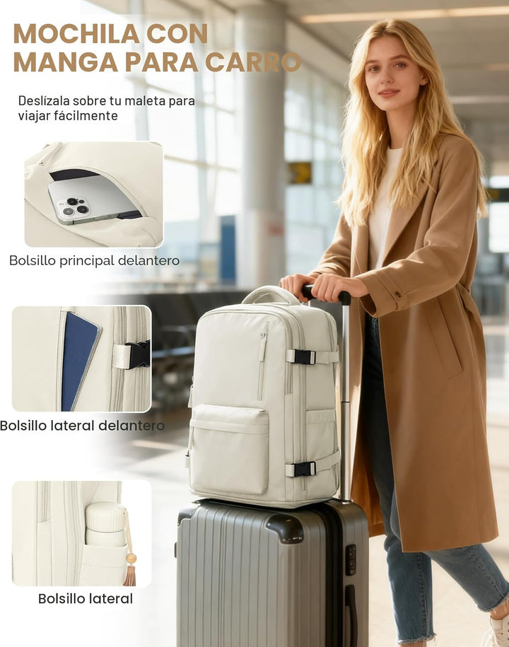 WONHOX - Mochila grande de viaje, equipaje de mano aprobado para vu...