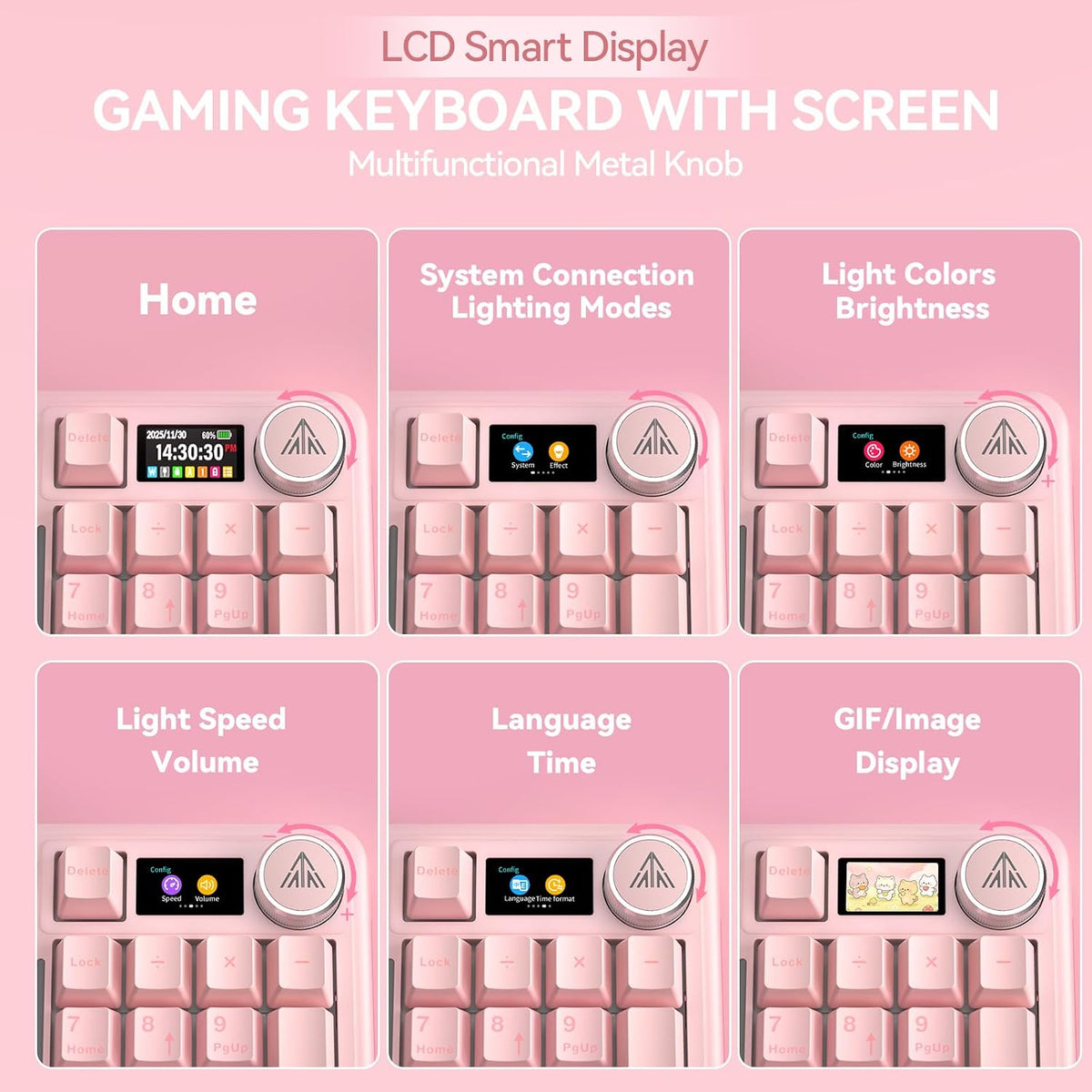 SOLAKAKA Teclado inalámbrico para juegos A99 Pro con pantalla LCD y...